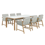 Forest 6 Seat Acacia Wood Dining Set with Natural Stone Finish