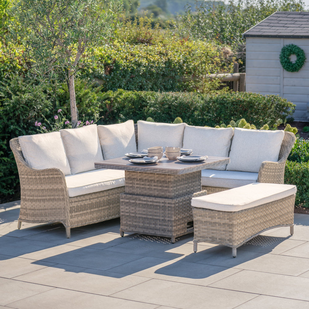 Biarritz Wicker Square Corner Set with High/Low Dining Table