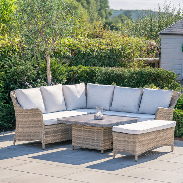 Biarritz Wicker Square Corner Set with High/Low Dining Table