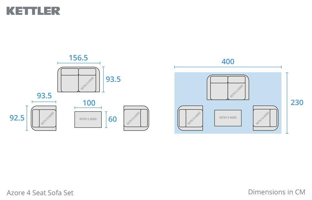 Azore Wicker Sofa Set with Coffee Table