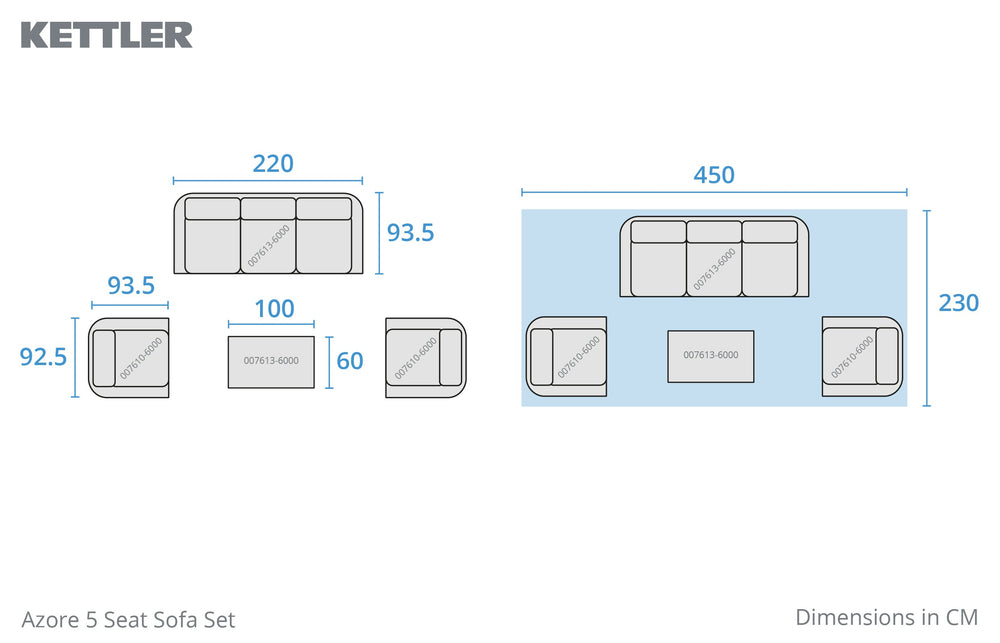 Azore Wicker Sofa Set with Coffee Table