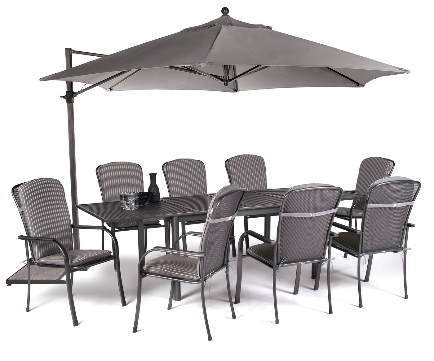 Bonella 8 Seat Mesh Dining Set With Cushions and Extending Table