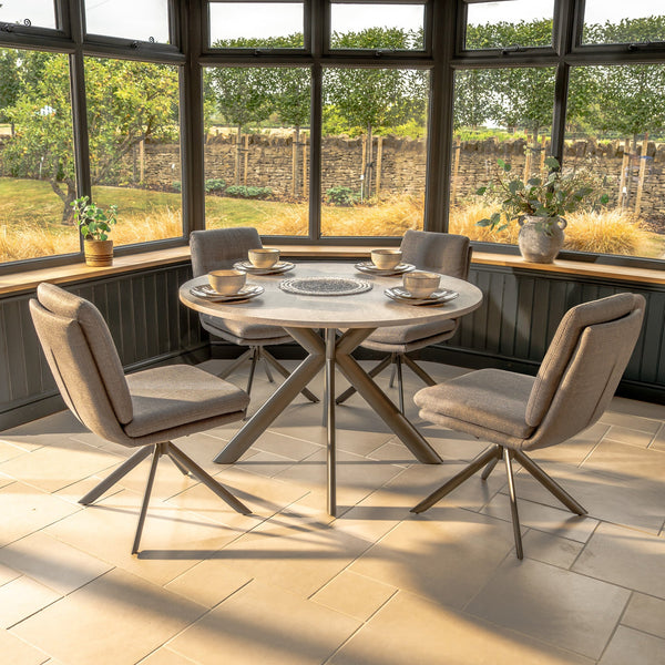 Boston 4 Seat Round Dining Set with Joey Swivel Side Chair