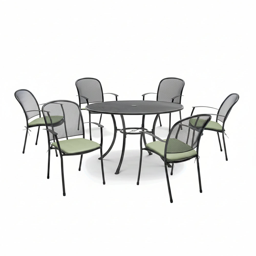 Caredo 6 Seat Mesh Round Dining Set with Cushions