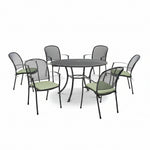 Caredo 6 Seat Mesh Round Dining Set with Cushions