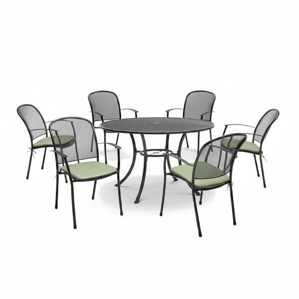 Caredo 6 Seat Mesh Round Dining Set with Cushions