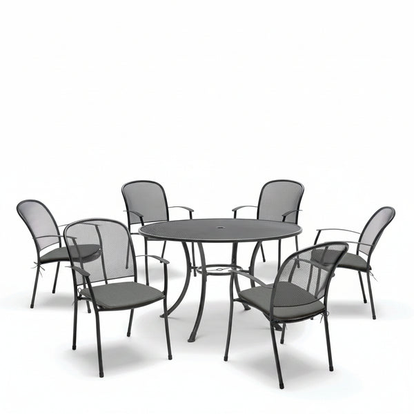 Caredo 6 Seat Mesh Round Dining Set with Cushions