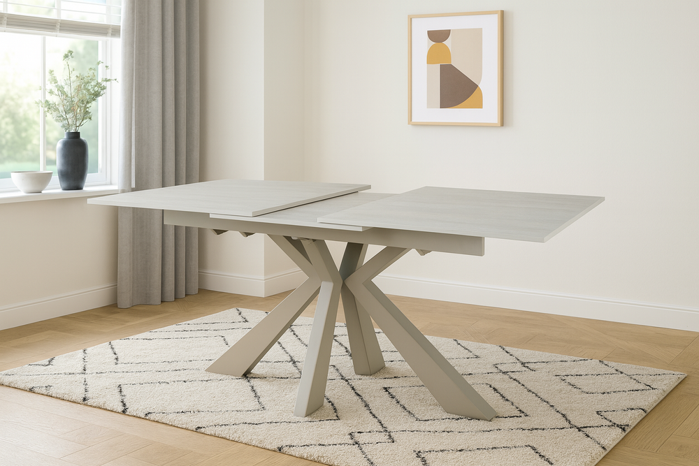 Oslo Indoor Dining Extendable Table - Solid Ceramic in Beige