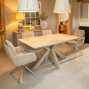 Oslo 4 Seat Dining Set with Ceramic Extendable table and Auto Swivel Armchairs