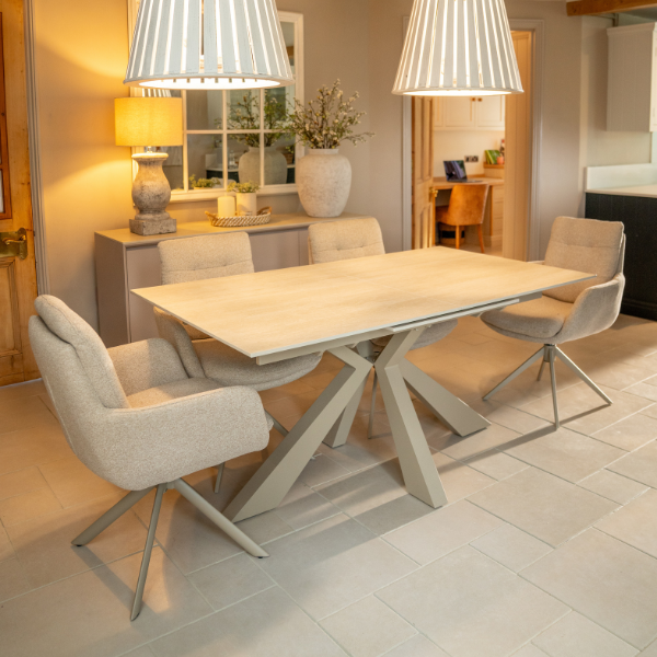 Oslo Indoor Dining Extendable Table - Solid Ceramic in Beige