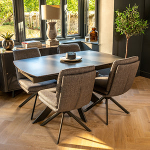 Vermont 4 Seat Dining Set with Extendable Heat Resistant Table and Auto Swivel Dining Chair