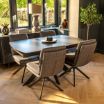 Vermont 4 Seat Dining Set with Extendable Heat Resistant Table and Auto Swivel Dining Chair