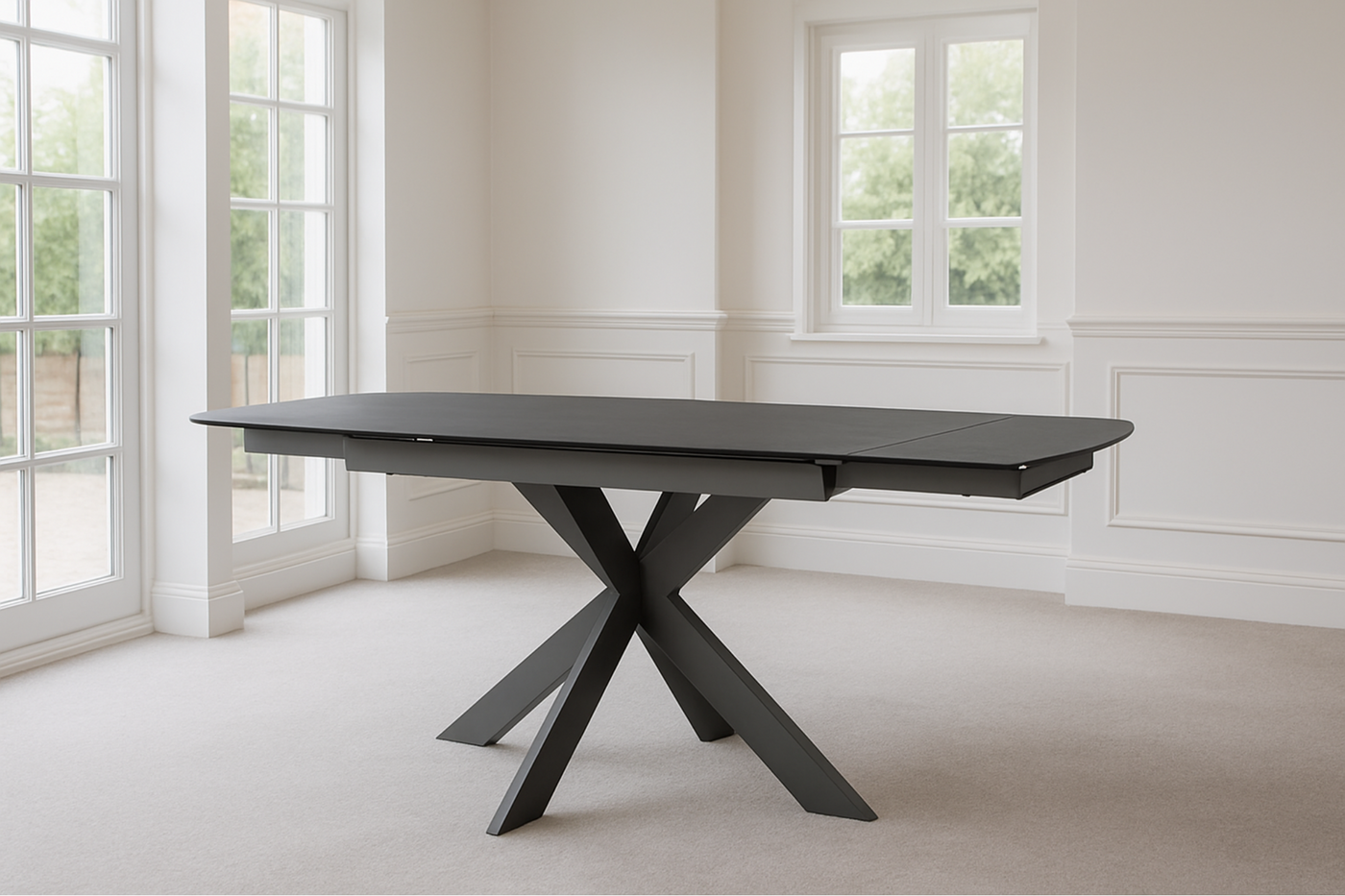 Vermont Extendable Dining Table with Ceramic Glass Table Top Vermont Extendable Dining Table with Ceramic Glass Table Top