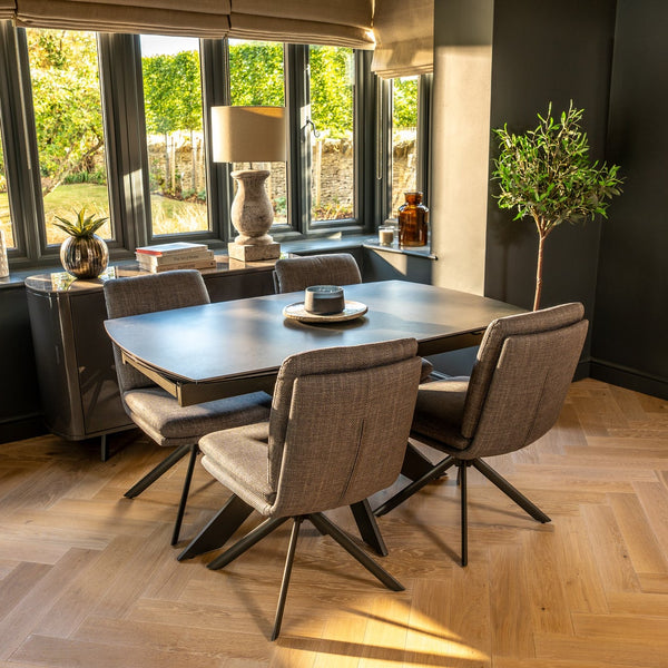 Vermont Extendable Dining Table with Ceramic Glass Table Top - Cloudy Grey