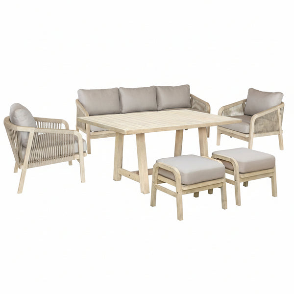 Cora Wood 7 Seat Casual Dining Set