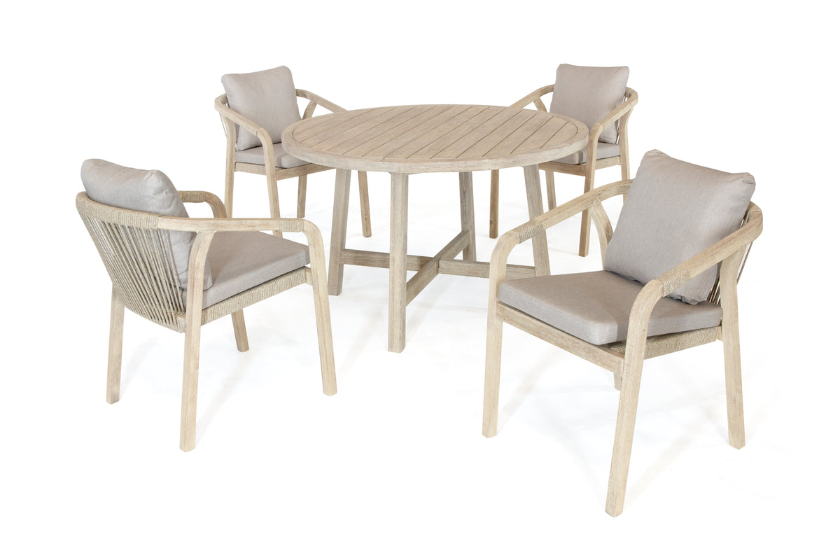 Cora Acacia Wood 4 Seat Round Dining Set – Kettler GB