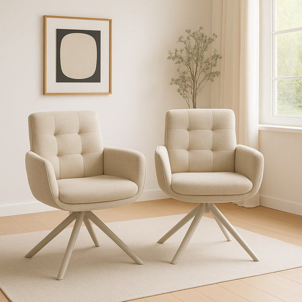 Joey Swivel Armchair - Beige (pair)