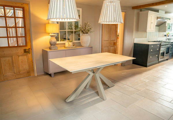 Oslo Indoor Dining Extendable Table - Solid Ceramic in Beige