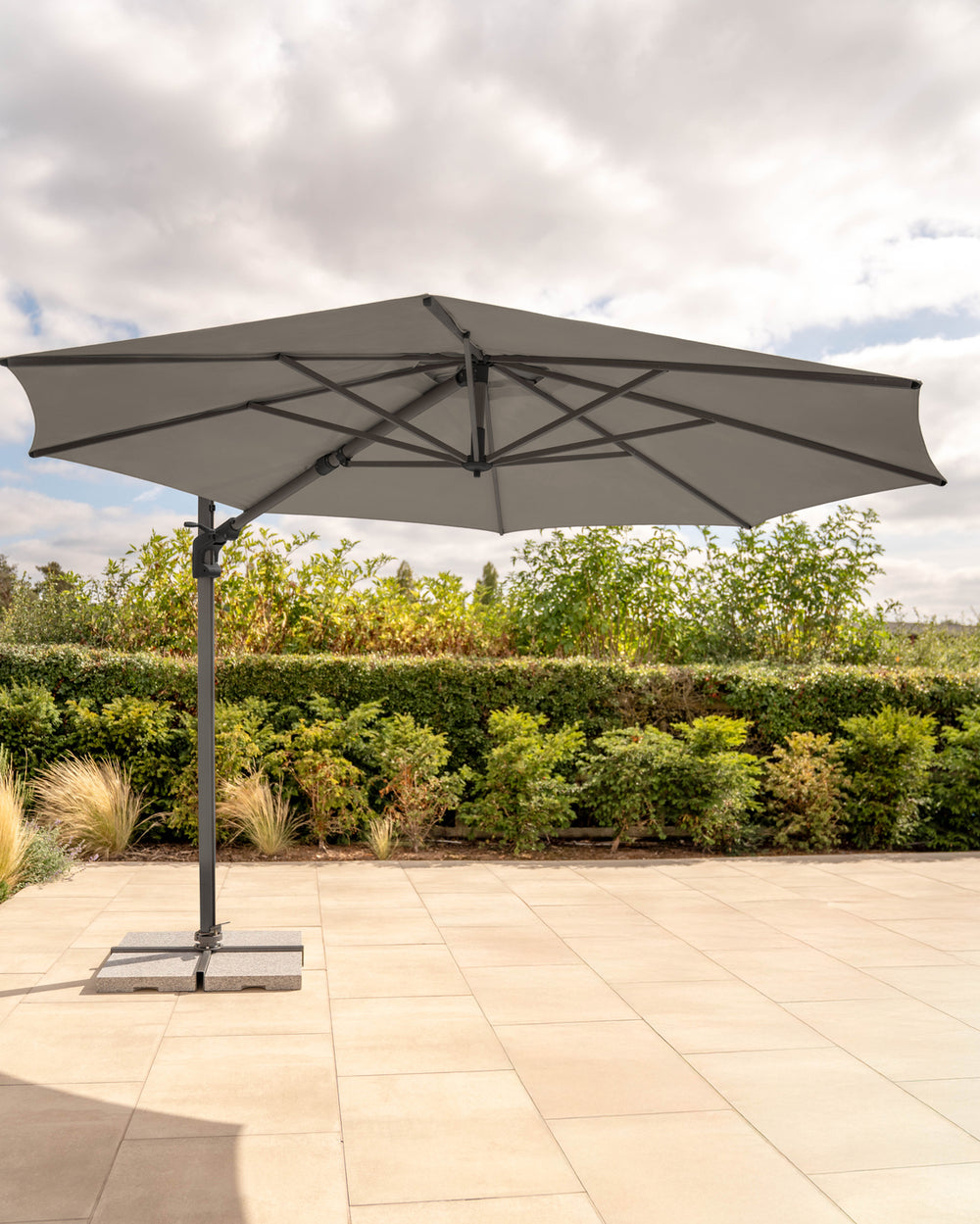 Luna 3m Round Cantilever Parasol with Granite Base & Night Cover