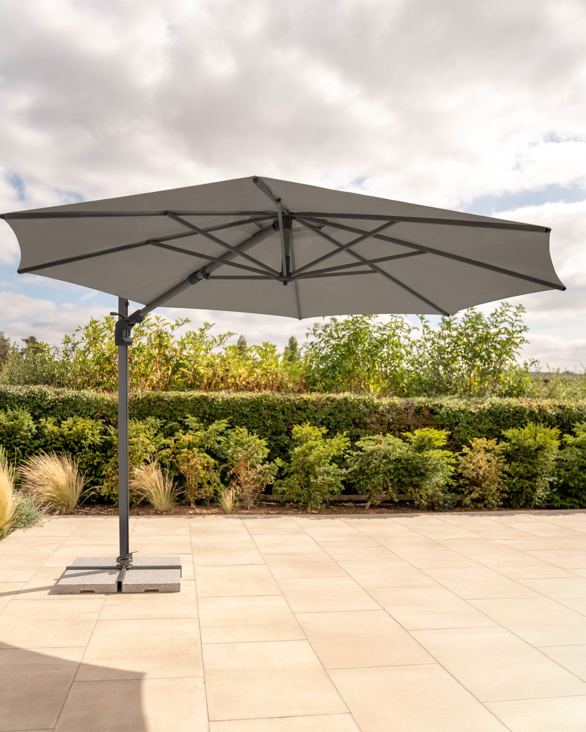 Luna 3m Round Cantilever Parasol with Granite Base & Night Cover