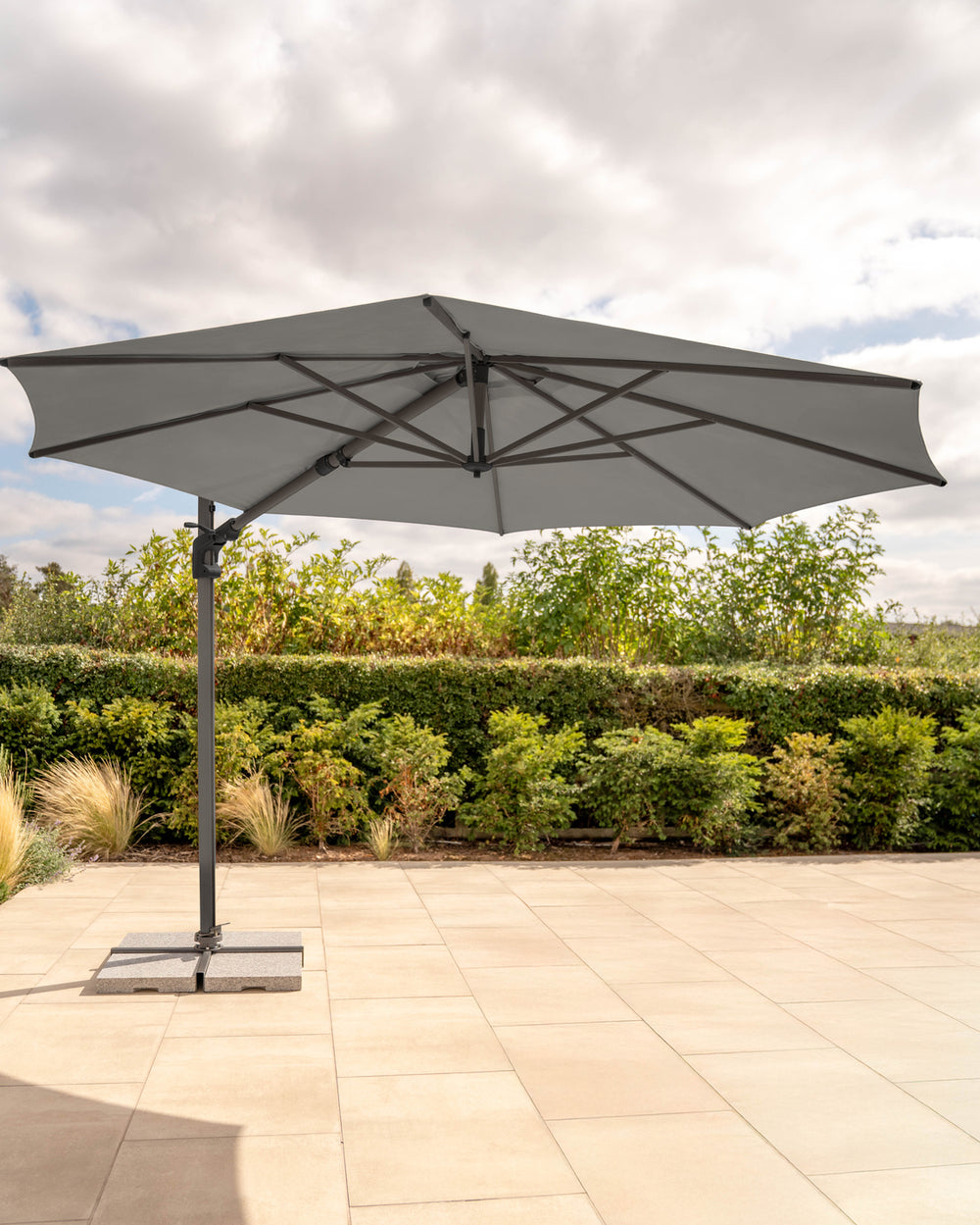 Luna 3m Round Cantilever Parasol with Granite Base & Night Cover