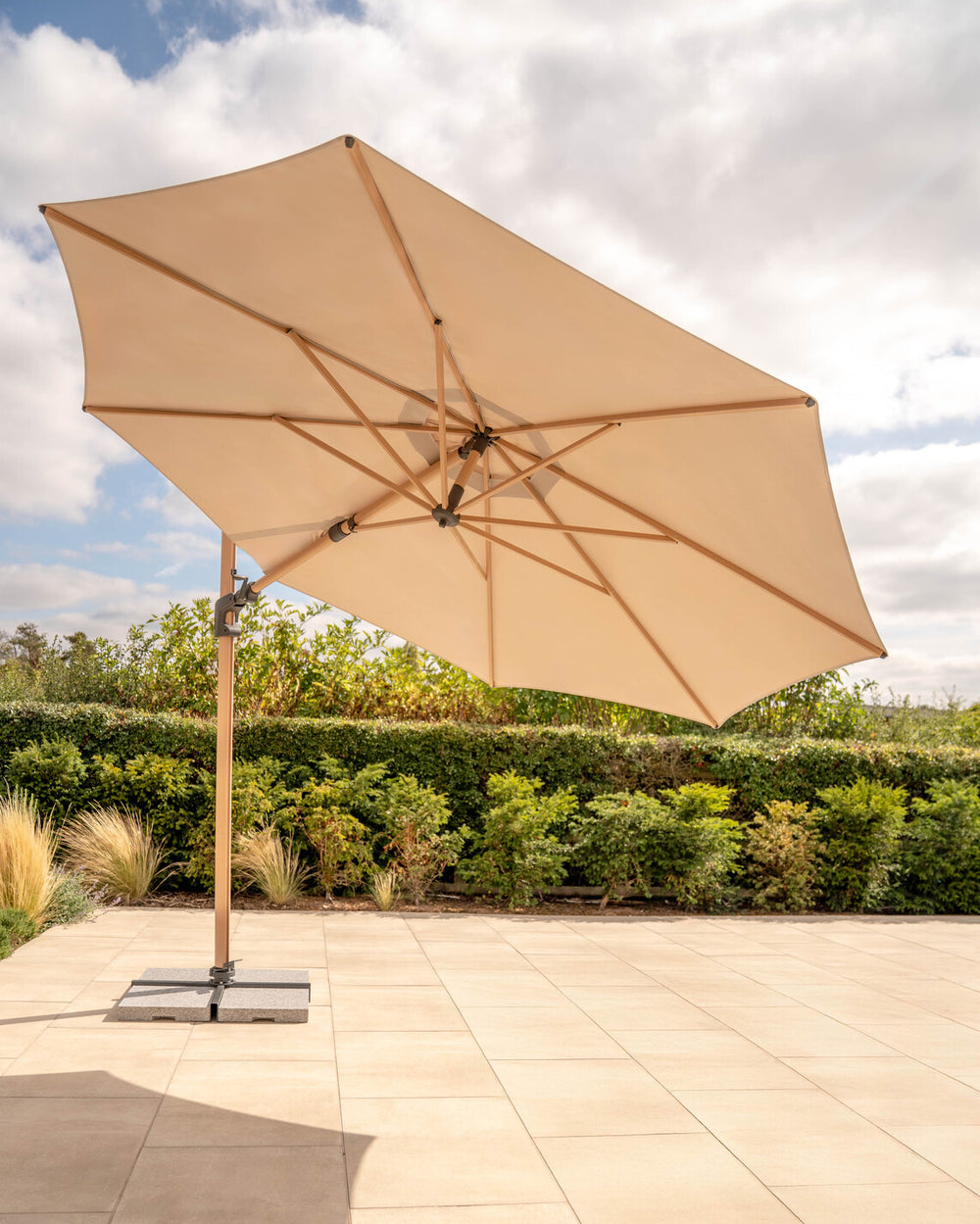 Luna 3m Round Cantilever Parasol with Granite Base & Night Cover