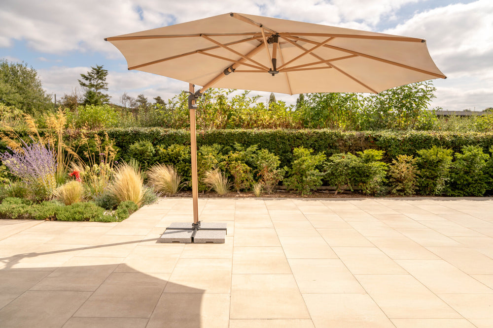 Luna 3m Round Cantilever Parasol with Granite Base & Night Cover