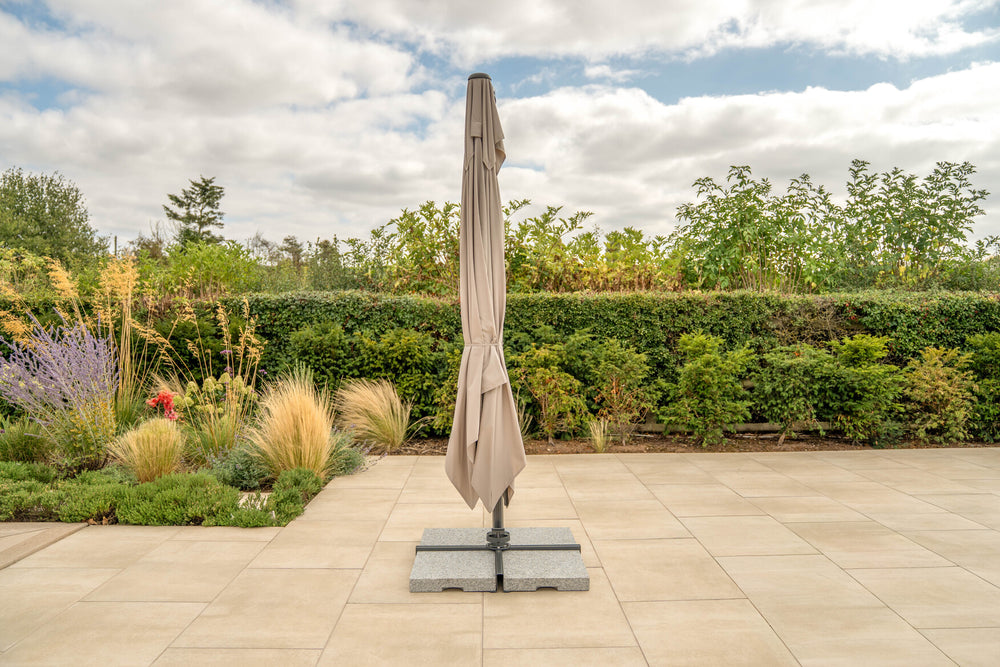 Luna 3M Square Cantilever Parasol with Granite Base & Night Cover
