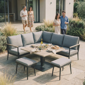 Merano Aluminium Corner Set with Square High/Low Table