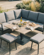 Merano Aluminium Corner Set with Square High/Low Table