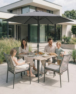 Merano Aluminium 4 Seat Dining Set With a Parasol & Base