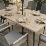 Merano 6 Seat Dining Set with 170x90cm Table Includes Parasol & Base