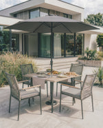 Merano Aluminium 4 Seat Dining Set With a Parasol & Base
