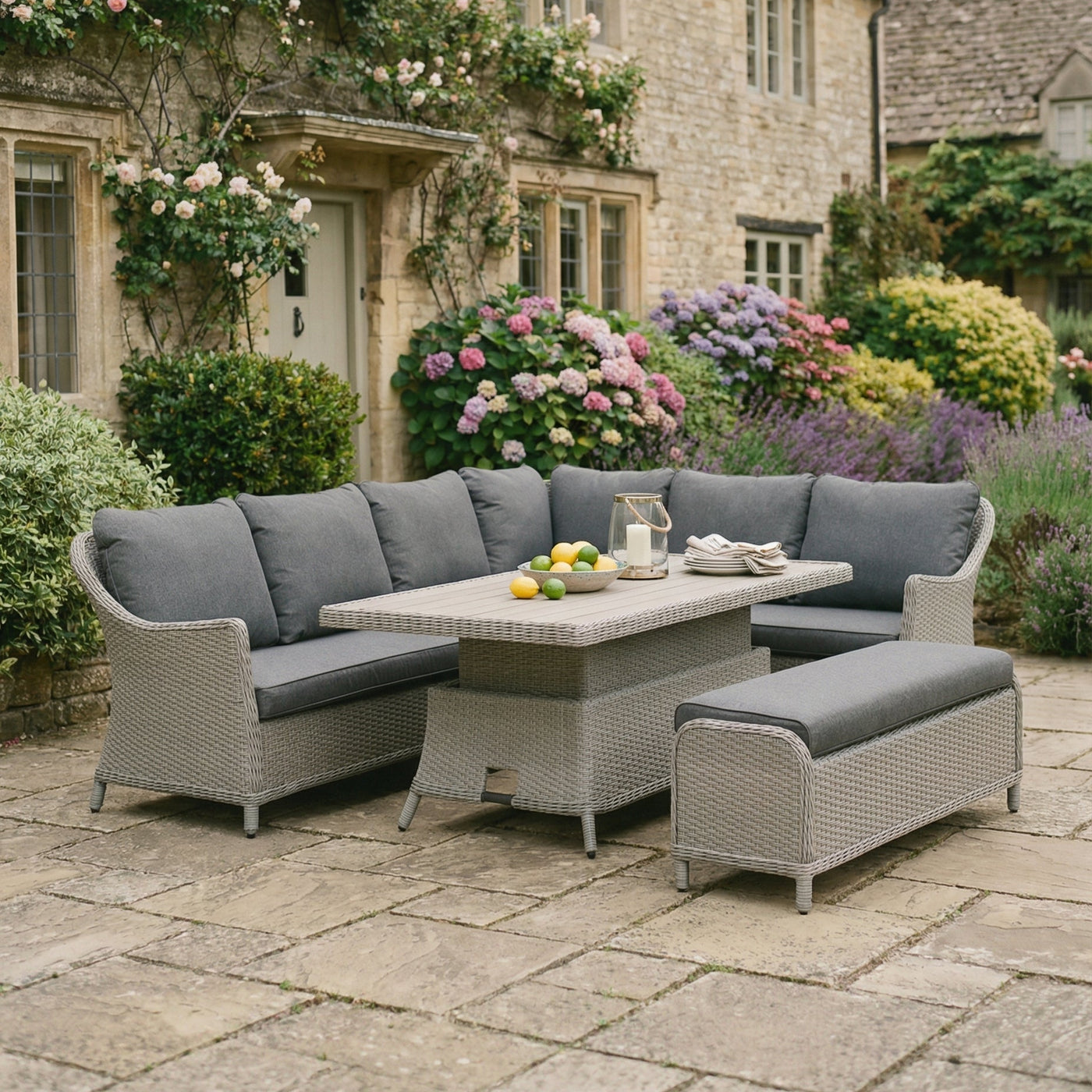 Foxley Rectangular Corner Set with 180x100cm High/Low Table