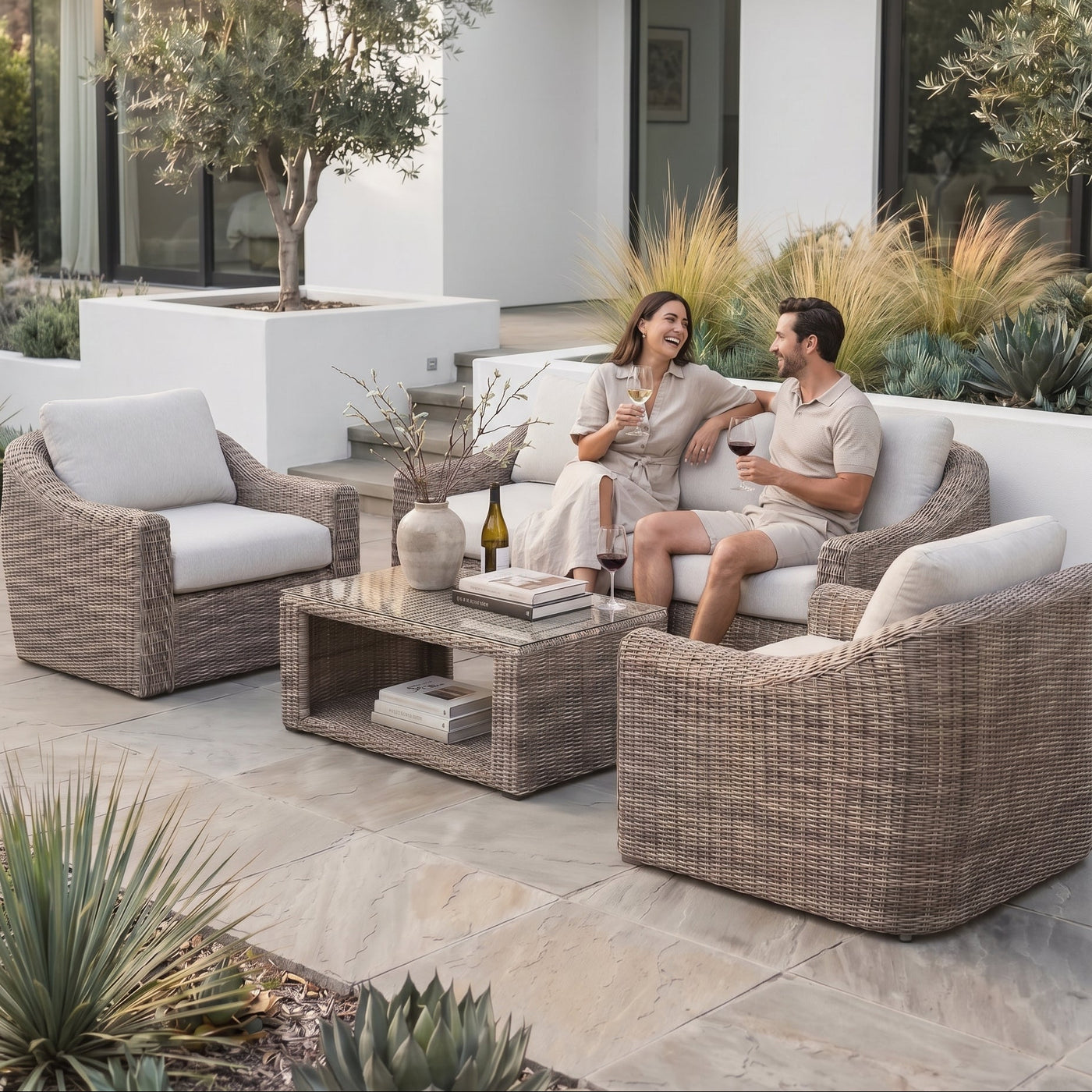 Azore Wicker Sofa Set with Coffee Table