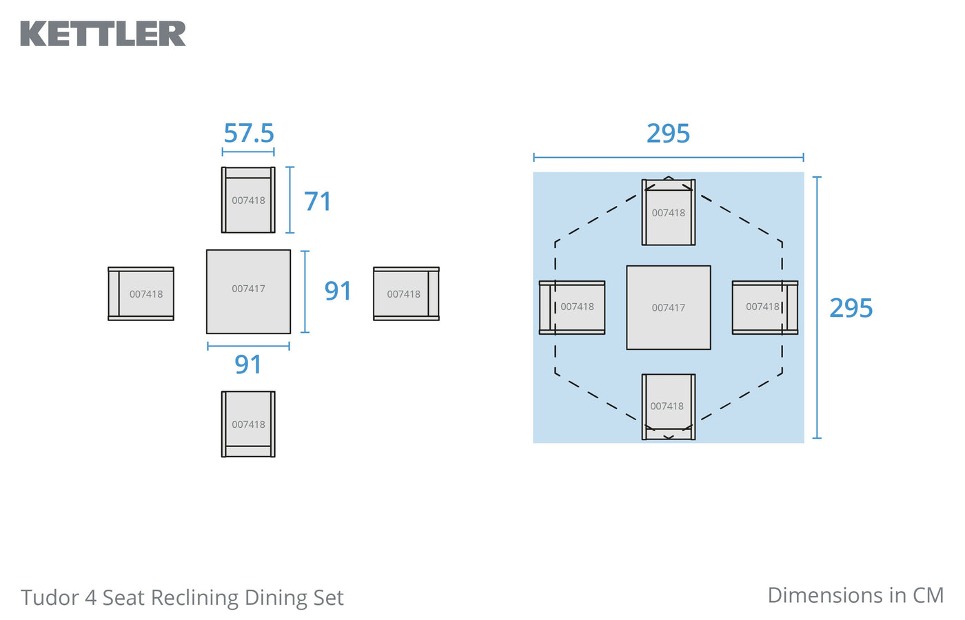 Tudor 4 Seat Dining Set with Parasol & Base