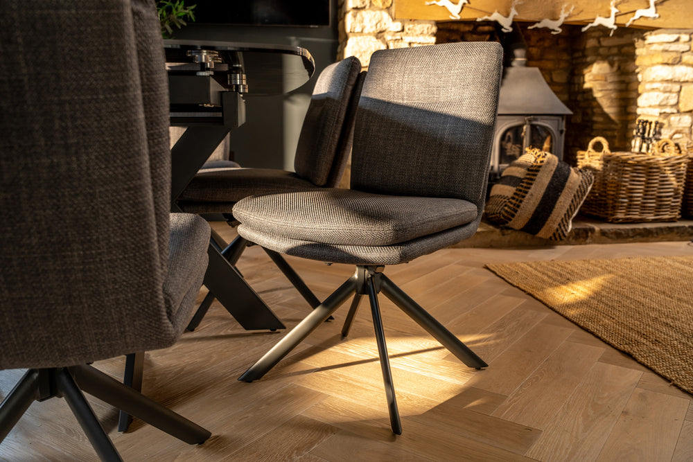 Vermont 6 Seat Dining Set with Extendable Heat Resistant table and 6 Auto swivel dining chairs