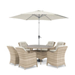 Biarritz 6 Seat Dining Set with Parasol & Base