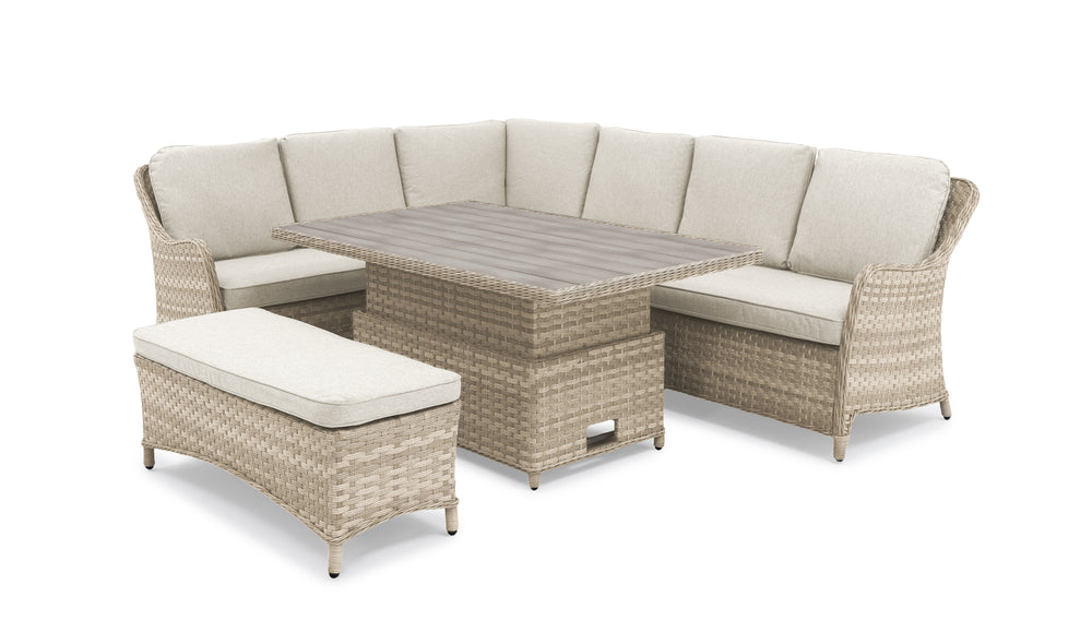 Biarritz Wicker Corner Set with Bench and High/Low table