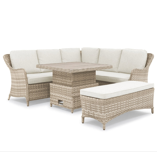 Biarritz Wicker Square Corner Set with High/Low Dining Table