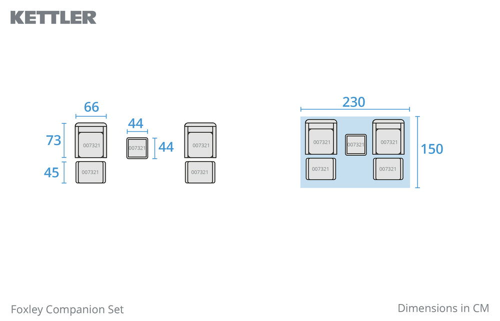 Foxley Companion Set with Side Table and Footstools
