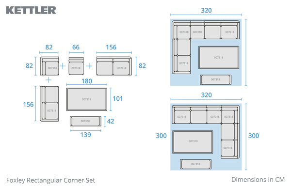 Foxley Rectangular Corner Set with 180x100cm High/Low Table