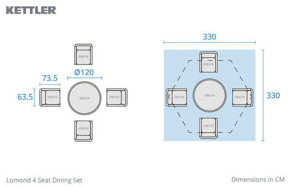 Biarritz 4 Seat Wicker Dining Set With Parasol & Base