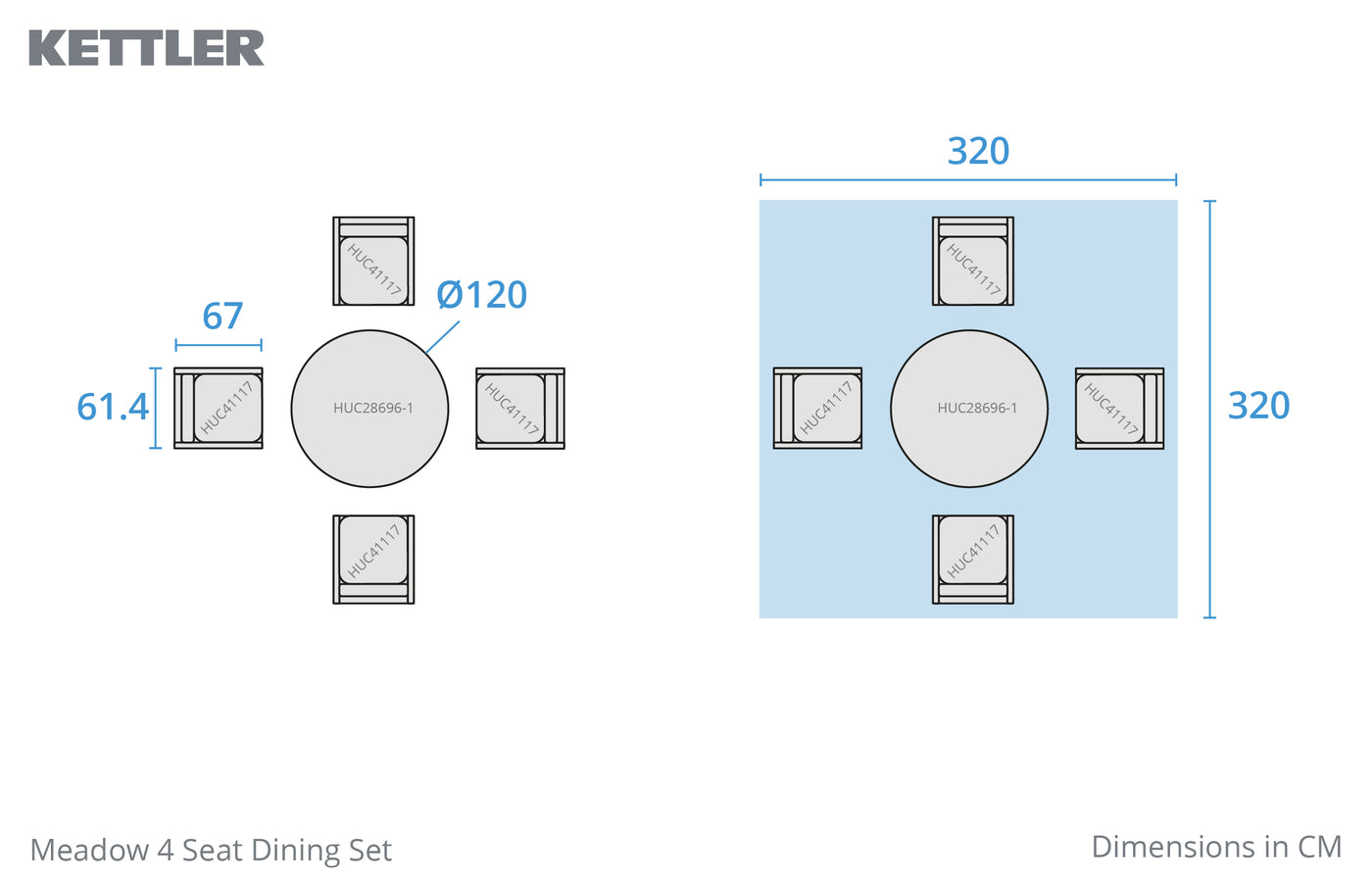 Meadow 4 Seat Wood Dining Set