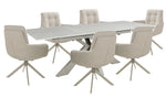 Oslo 6 Seat Indoor Dining Set with ceramic extendable table and 6 auto swivel dining chairs
