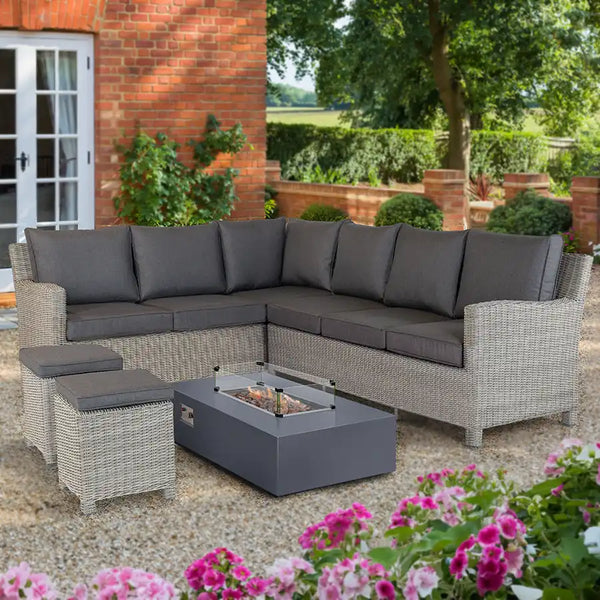Palma Corner Sofa Set with Kalos Universal Fire Pit Table – Kettler GB