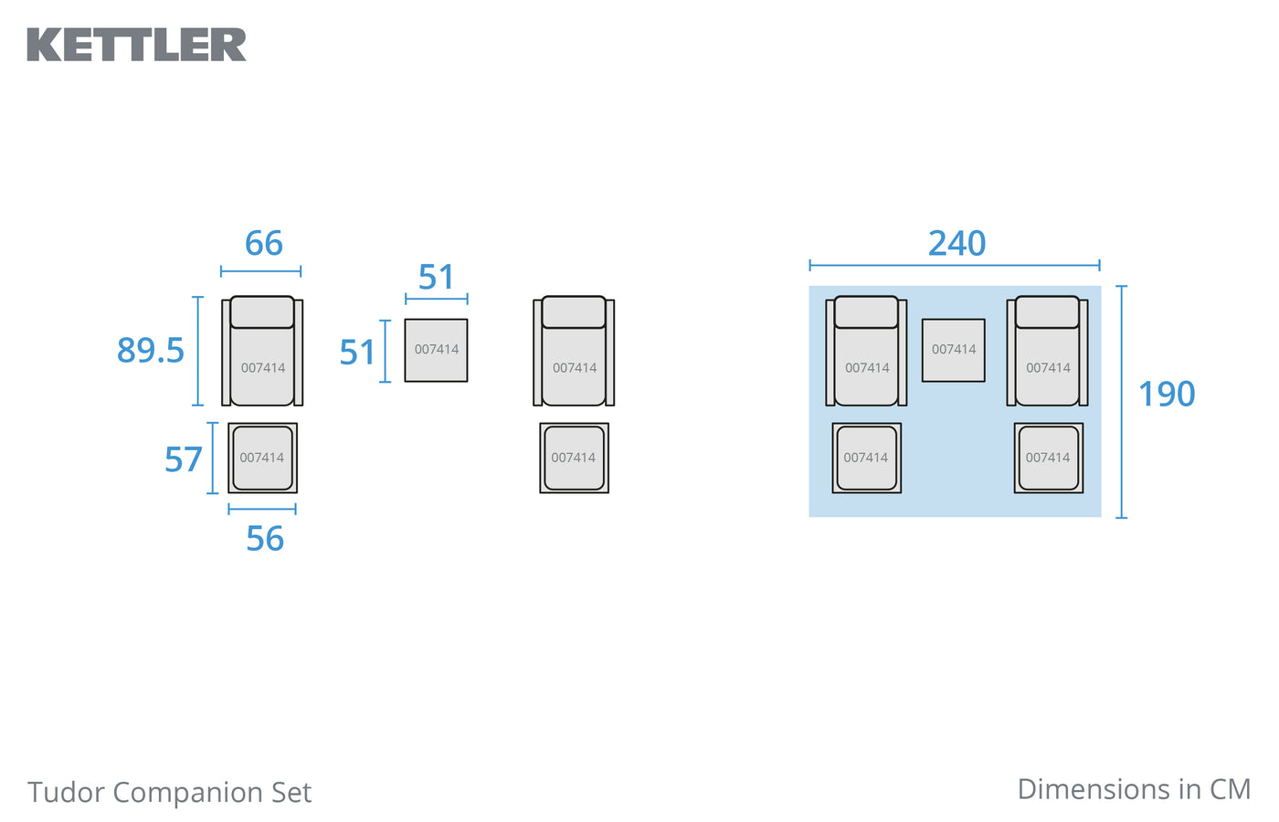 Tudor Companion Set with 2 Reclining Chairs & Stools