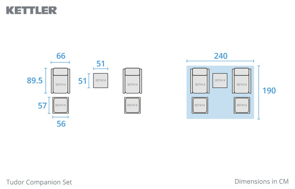Tudor Companion Set with 2 Reclining Chairs & Stools