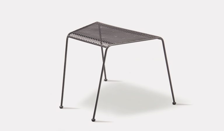 Henley Companion Table in Iron Grey from the KETTLER at John Lewis metal garden furniture range on a grey background.