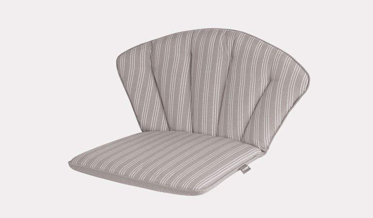 Henley Round Back Chair Cushion in French Grey on a grey background.